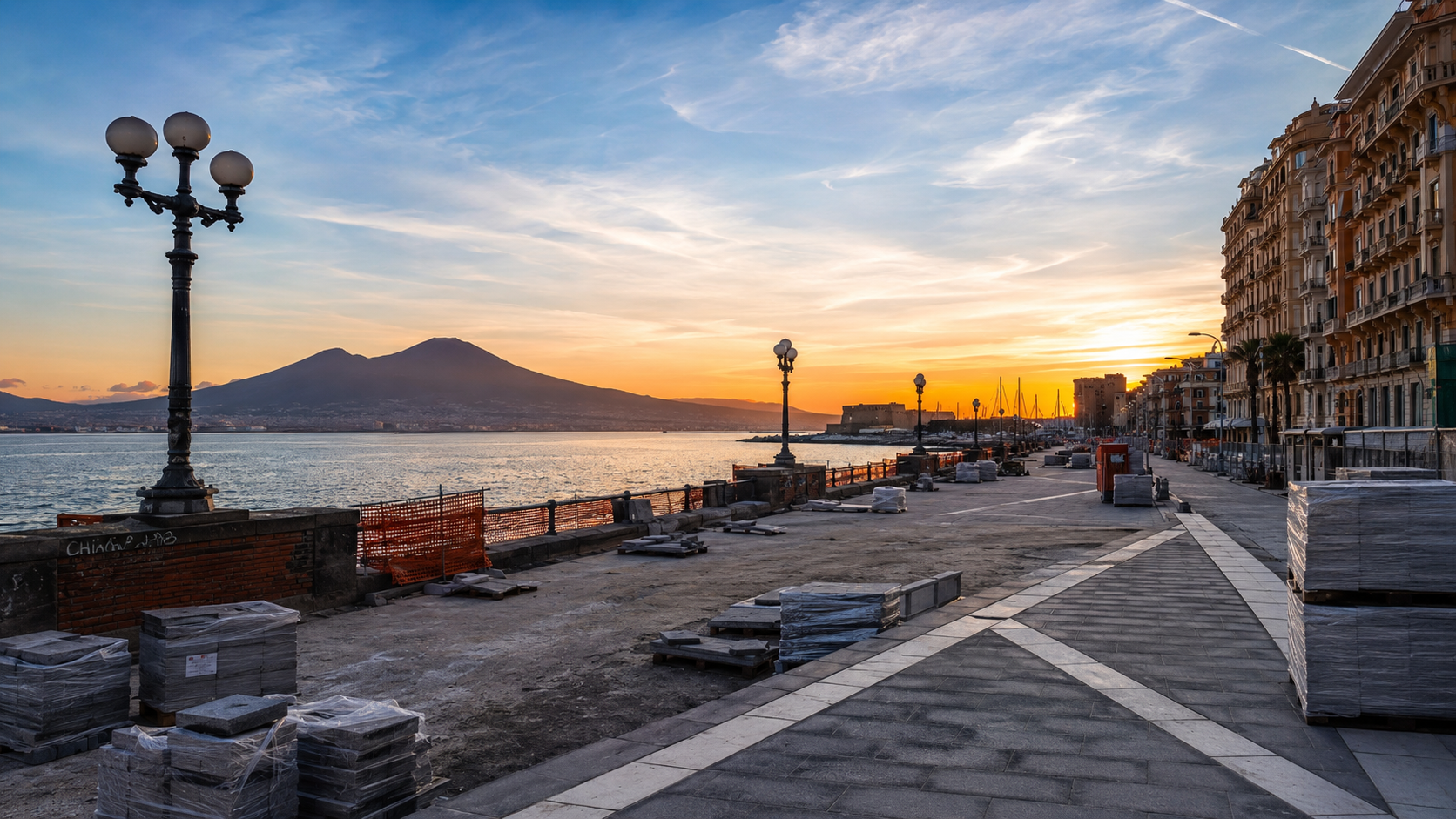 Piazza italiana pavimentata in porfido